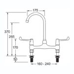 Deva Lever Action 6" Lever Bridge Sink Mixer, Adjustable Centres