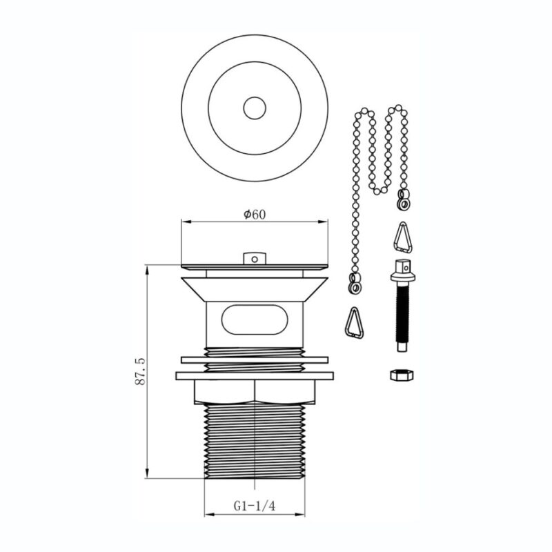 Deva 1 1/4" Basin Slotted Waste, Gold