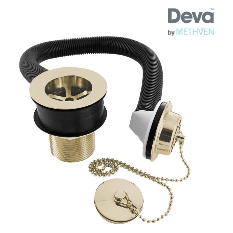 Deva 1 1/2" Bath Waste, Brass Body, Gold