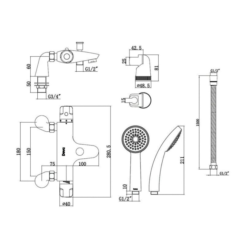 Deva Dynamic Thermostatic Bath Shower Mixer Tap