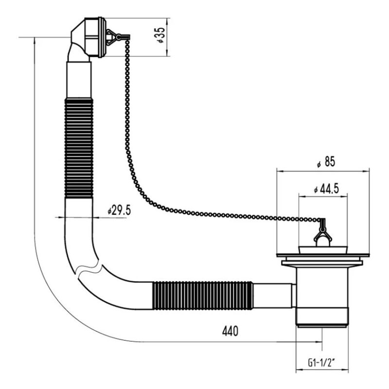 Deva 1 1/2" Sink Waste with Overflow