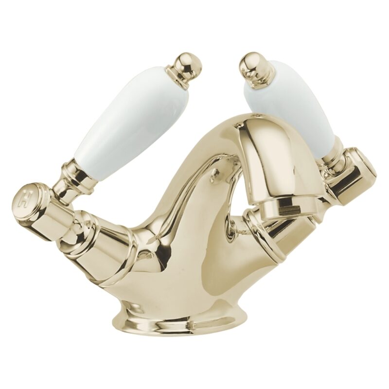 Deva Georgian Mono Basin Mixer with Pop Up Waste Gold