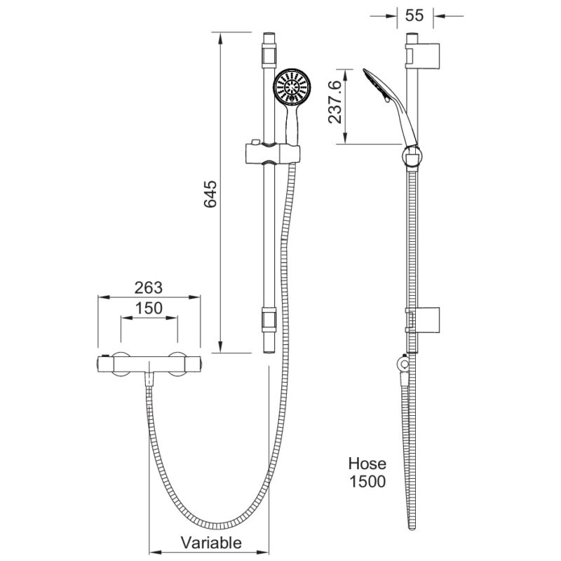 Deva Kestrel MK2 Cool To Touch Bar Shower with Kit