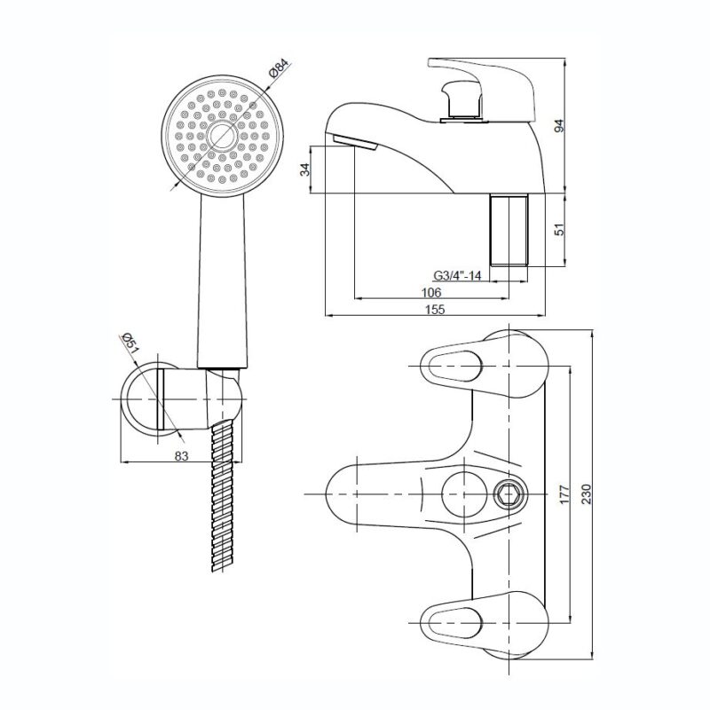 Deva Lace Deck Mounted Bath Shower Mixer