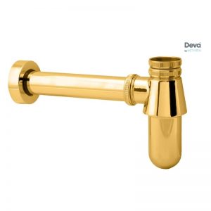 Deva 1 1/4" Bottle Trap with Wall Extension Gold
