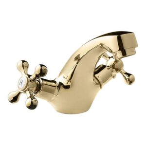 Deva Tudor Mono Basin Mixer with Press Top Waste Gold
