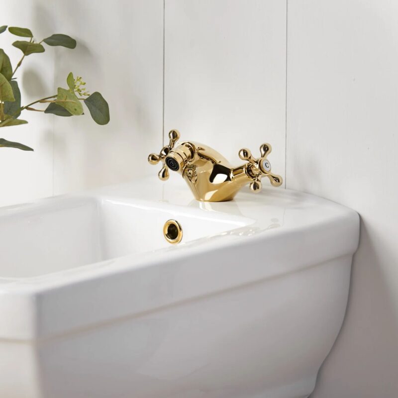 Deva Tudor Bidet Mixer with Pop Up Waste Gold