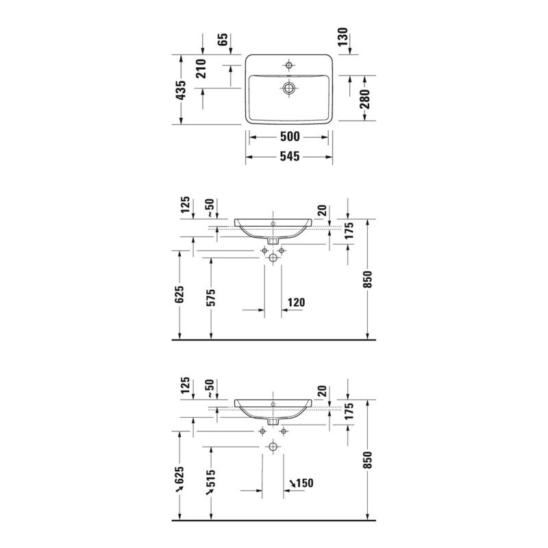 Duravit No.1 545mm Inset Vanity Basin 1 Taphole