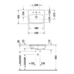 Duravit Durastyle 550mm 1 Taphole Semi-Recessed Basin
