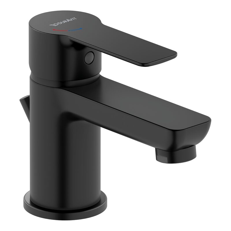 Duravit D-Code Small Matt Black Basin Mixer Tap with Pop-Up Waste