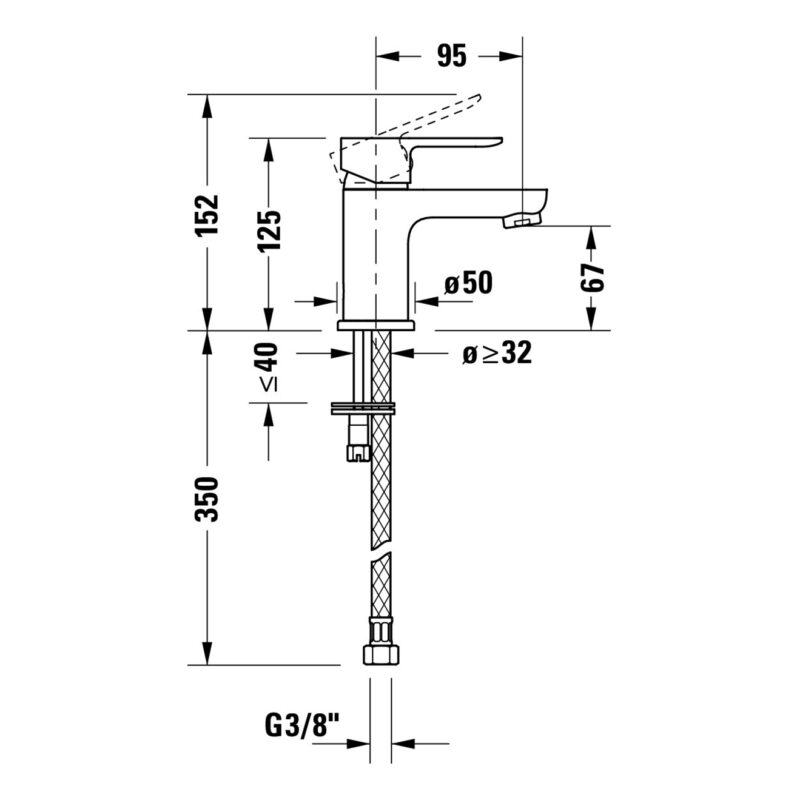 Duravit D-Code Small Matt Black Basin Mixer Tap