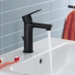 Duravit D-Code Medium Matt Black Basin Mixer Tap with Pop-Up Waste