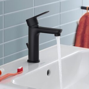 Duravit D-Code Medium Matt Black Basin Mixer Tap with Pop-Up Waste