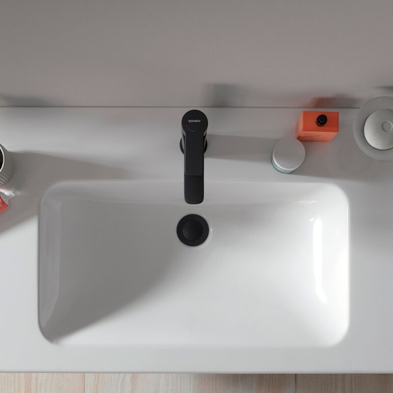 Duravit D-Code Medium Matt Black Basin Mixer Tap with Pop-Up Waste