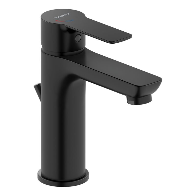 Duravit D-Code Medium Matt Black Basin Mixer Tap with Pop-Up Waste