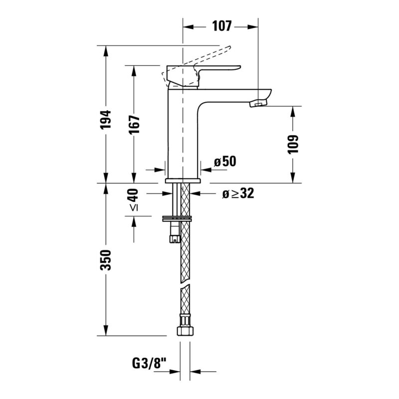 Duravit D-Code Matt Black Medium Basin Mixer Tap