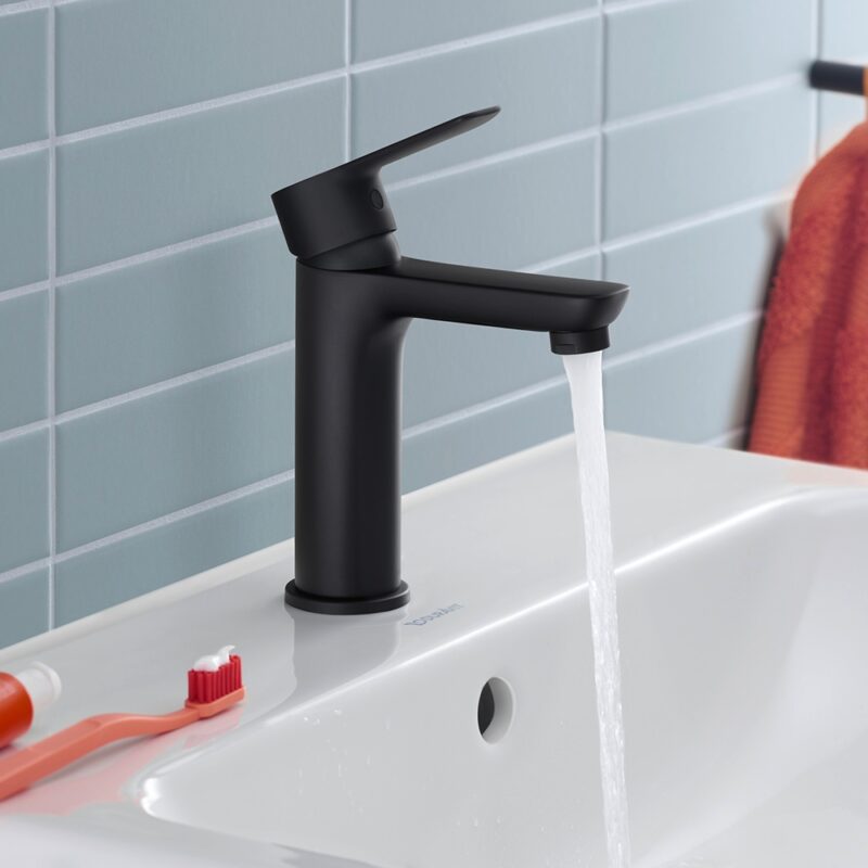 Duravit D-Code Matt Black Medium Basin Mixer Tap