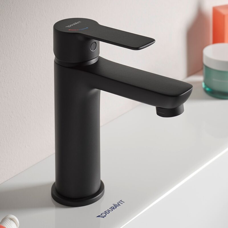 Duravit D-Code Matt Black Medium Basin Mixer Tap