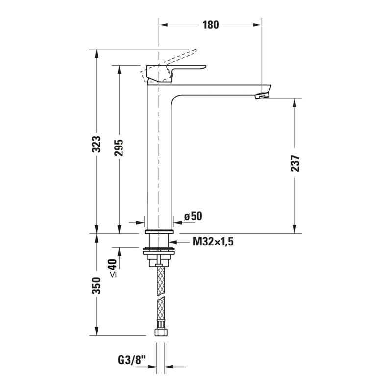 Duravit D-Code Large Chrome Single Lever Basin Mixer Tap