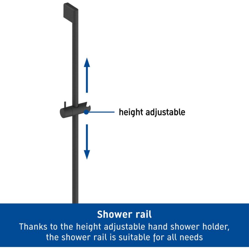 Duravit Matt Black Shower Slide Rail 700mm