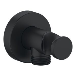 Duravit Round Matt Black Wall Outlet with Shower Holder