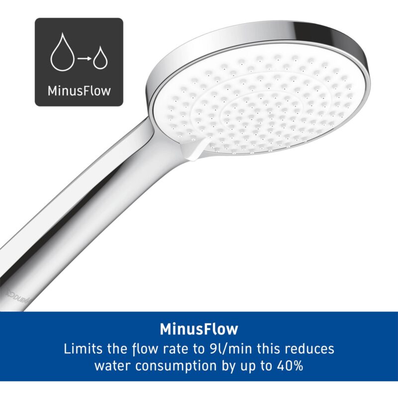 Duravit MinusFlow 110mm Hand Shower 3 Sprays Chrome/White