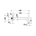 Duravit Matt Black Round Wall Shower Arm 210mm