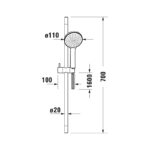 Duravit Slide Rail Kit with 700mm Rail & 1 Spray Hand Shower