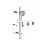 Duravit Chrome 700mm Slide Rail Kit with 3 Spray Hand Shower