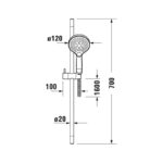 Duravit Slide Rail Kit with 3 Spray Hand Shower Chrome
