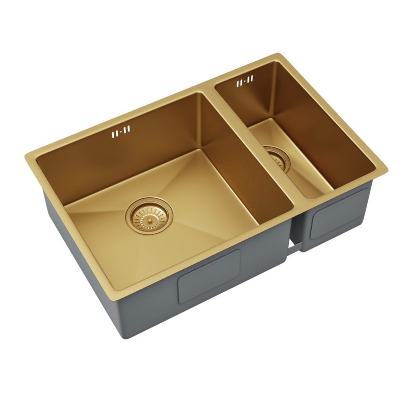 Ellsi Elite 1.5 Bowl Inset/Undermounted Steel Kitchen Sink Gold