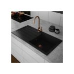Ellsi Comite 1 Bowl Inset Kitchen Sink with Drainer 1000x500mm Black