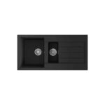 Ellsi Comite 1.5 Bowl Inset Kitchen Sink with Drainer 1000x500mm Black