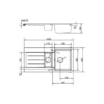 Ellsi Comite 1.5 Bowl Inset Kitchen Sink with Drainer 1000x500mm Grey