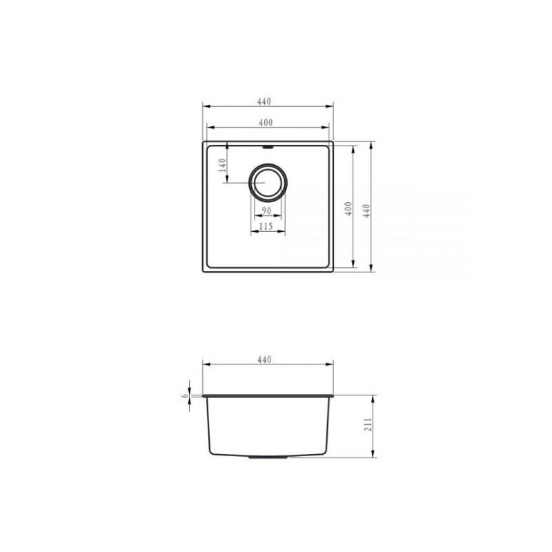 Ellsi Comite 1 Bowl Inset/Undermount Kitchen Sink 440x440mm Matt White