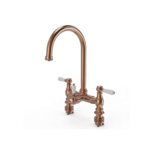 Ellsi 3 in 1 Traditional Bridge Hot Water Kitchen Mixer Brushed Copper/White