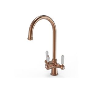 Ellsi 3 in 1 Cruciform Hot Water Kitchen Sink Mixer Brushed Copper/White