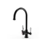 Ellsi 3 in 1 Cruciform Hot Water Kitchen Sink Mixer Matt Black/White