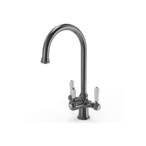 Ellsi 3 in 1 Cruciform Hot Water Kitchen Sink Mixer Gun Metal/White