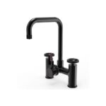 Ellsi 3 in 1 Industrial Bridge Hot Water Kitchen Sink Mixer Matt Black