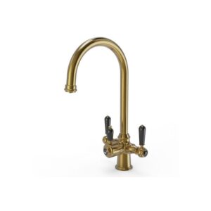 Ellsi 3 in 1 Cruciform Hot Water Kitchen Sink Mixer Brushed Gold/Black