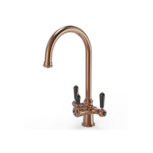 Ellsi 3 in 1 Cruciform Hot Water Kitchen Sink Mixer Brushed Copper/Black