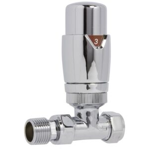 Essential Thermostatic Radiator Valves Straight 15mm Chrome