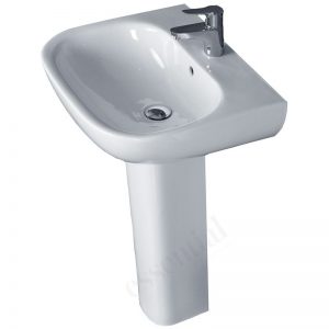 Essential Lily Pedestal Basin Only 550mm 1 Tap Hole White