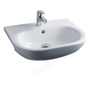 Essential Lily Semi Recessed Basin Only 520mm 1 Tap Hole White