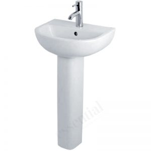 Essential Lily Pedestal Basin Only 450mm 1 Tap Hole White