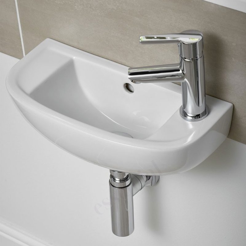 Essential Lily Handrinse Basin Only Right 450mm 1 Tap Hole White