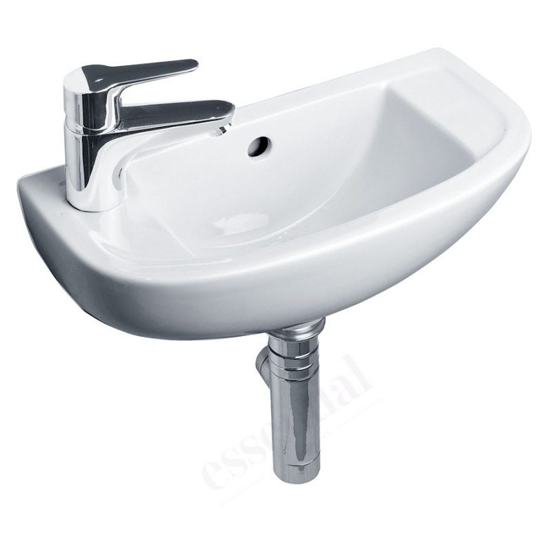 Essential Lily Handrinse Basin Only Left 450mm 1 Tap Hole White