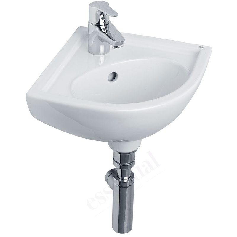 Essential Lily Corner Basin Only 440mm 1 Tap Hole White