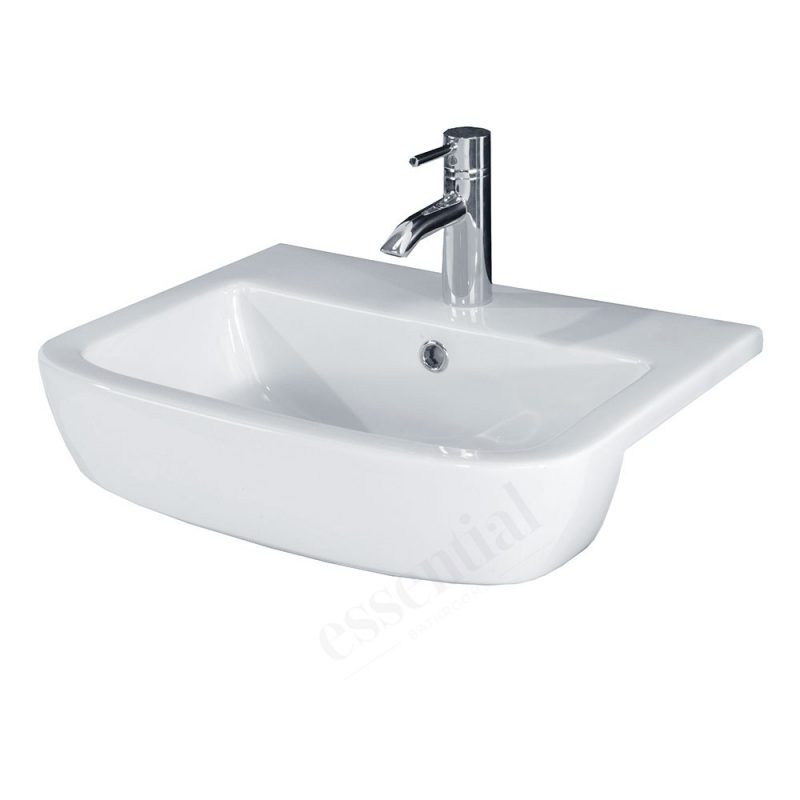 Essential Orchid Semi Recessed Basin Only 520mm 1 Tap Hole White